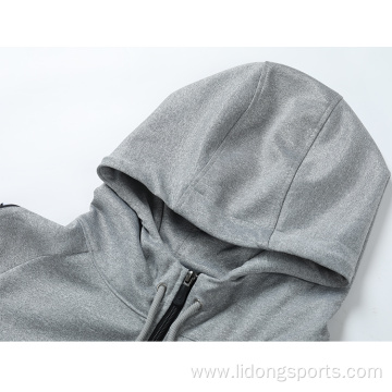 Custom Zipper Hoodie Men Blank Style Grey Hoodies